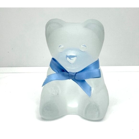 Nybro Sweden Crystal Art Glass Teddy Bear Frosted Paper Weight Figurine - Picture 6 of 7